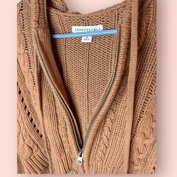 Aeropostale Girls Hooded Cropped Knit Sweater - Picture 6 of 8